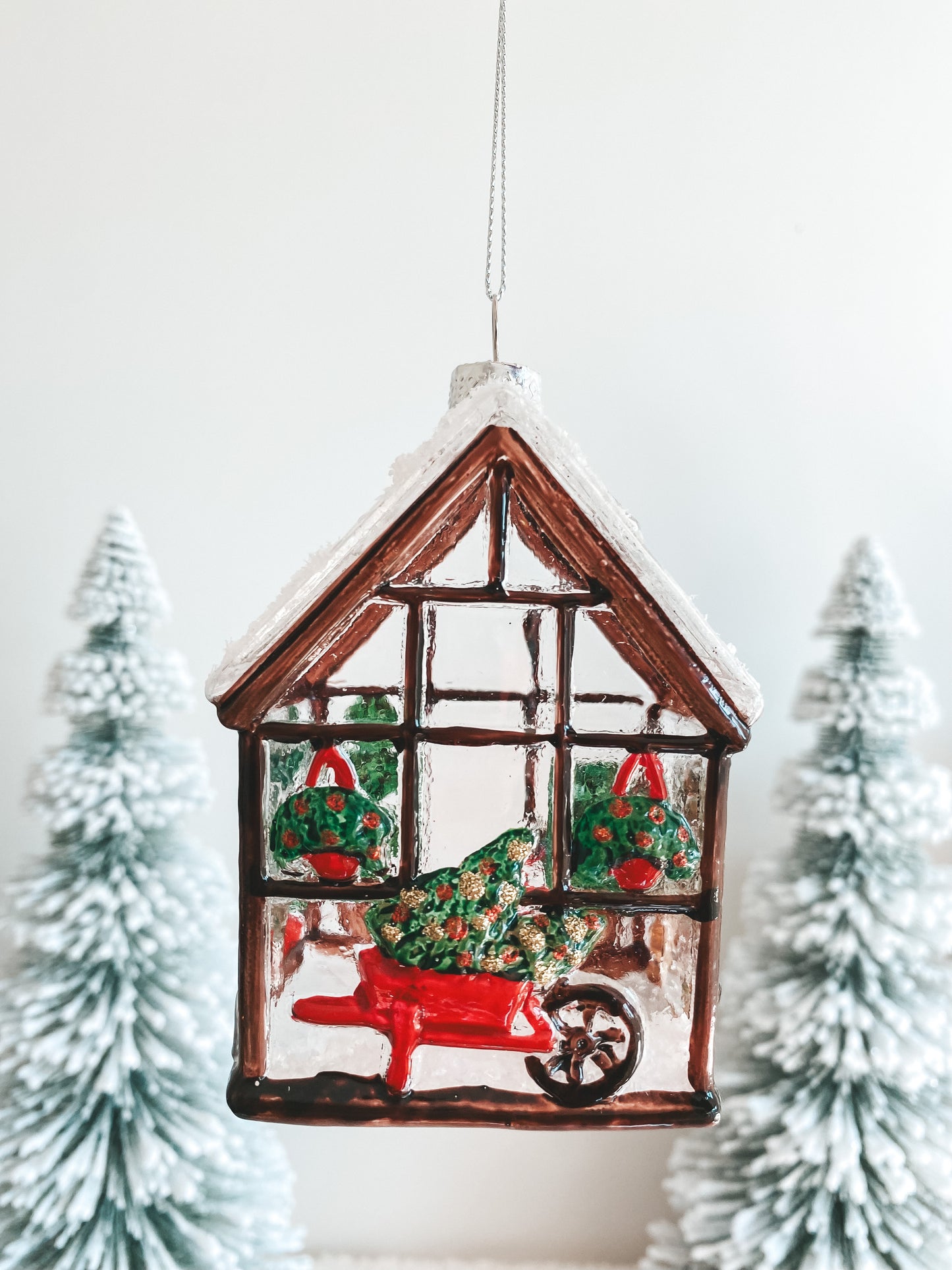 Glass Christmas Tree Greenhouse Ornament