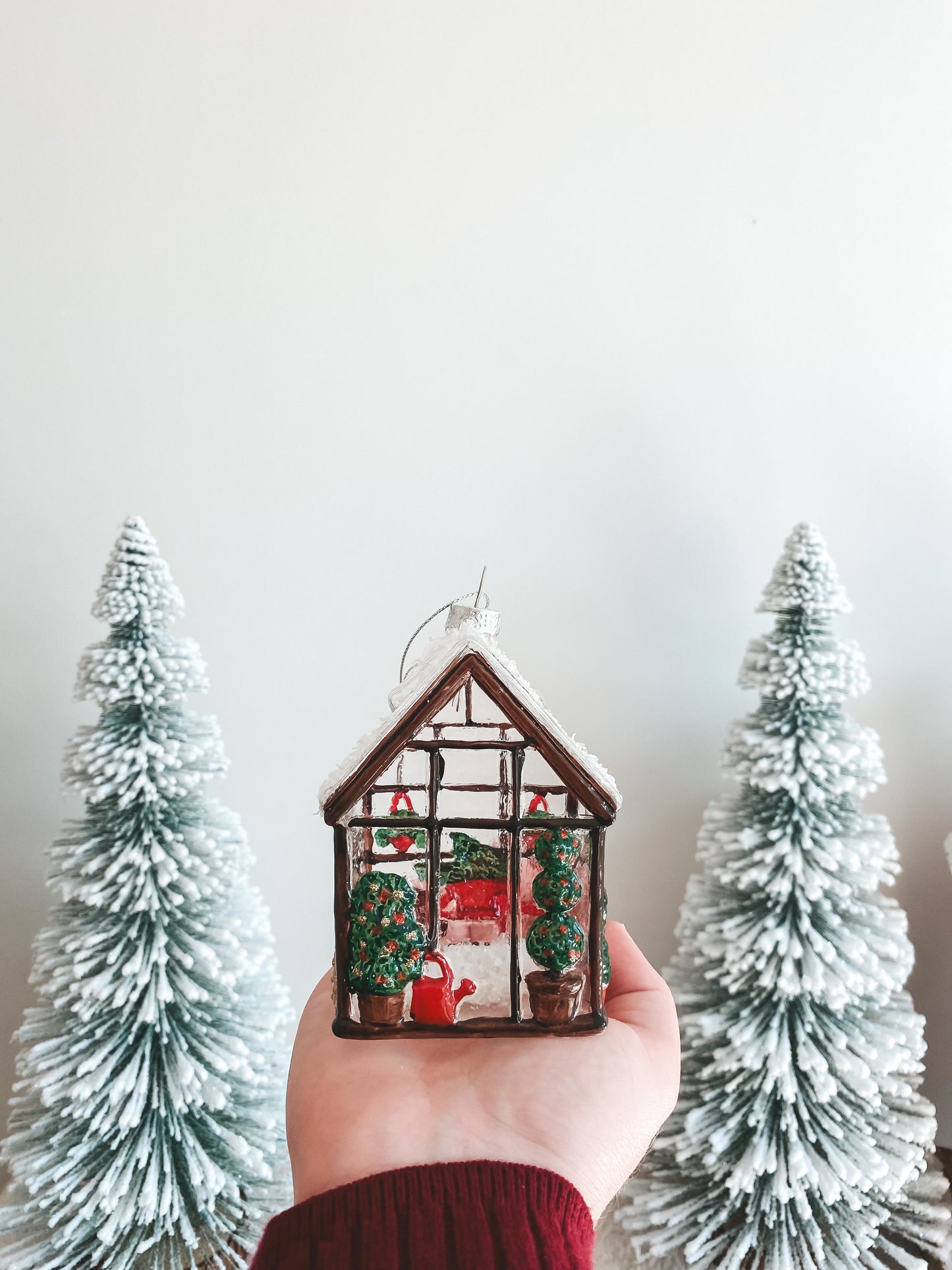 Glass Christmas Tree Greenhouse Ornament