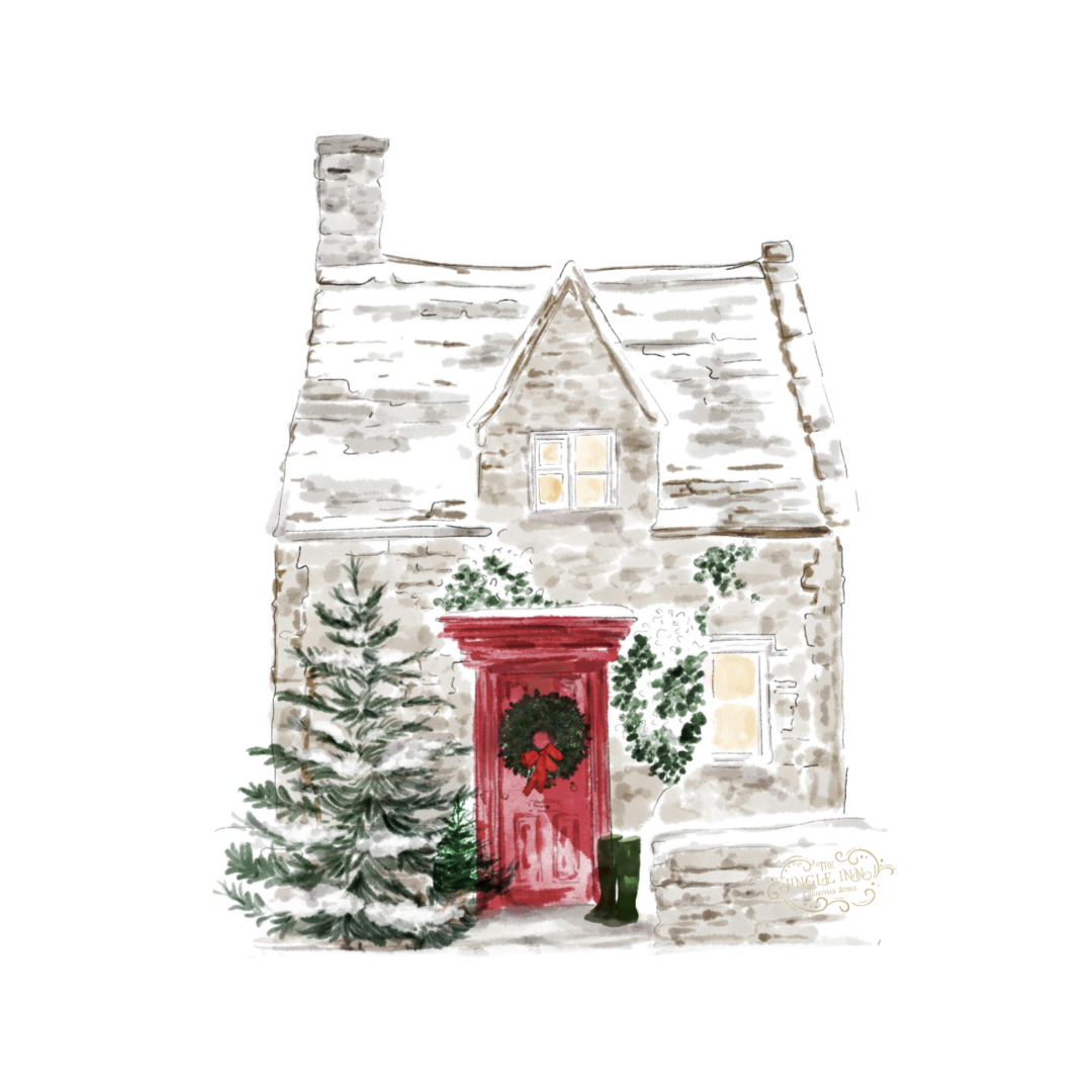 Magical Christmas Door & S. Claus Cottage Wall Decal