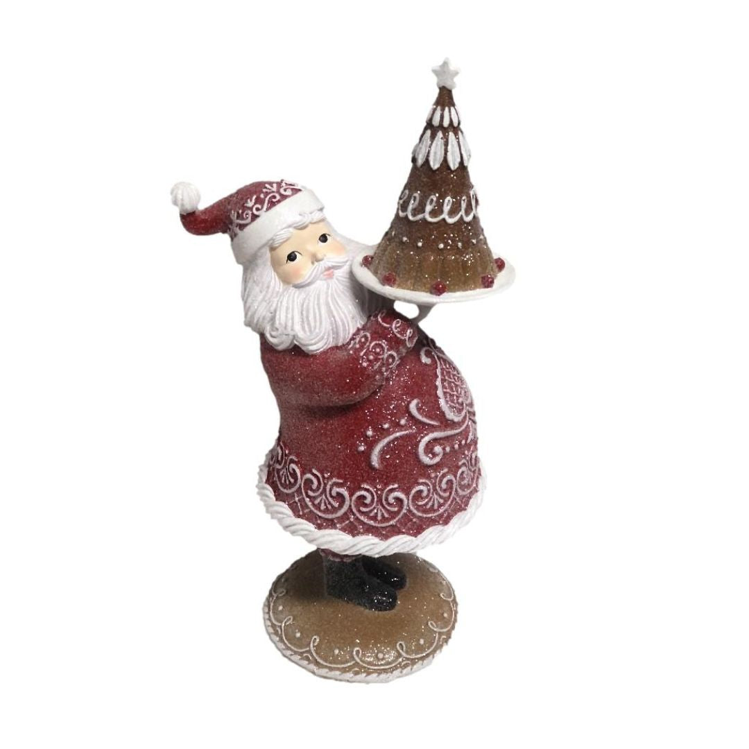 Red Gingerbread Santa with Cake