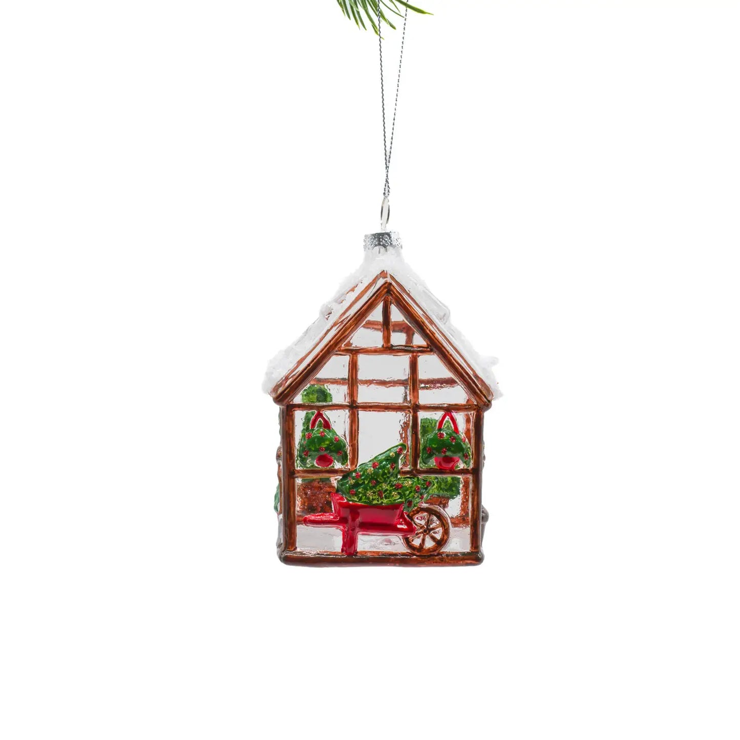 Glass Christmas Tree Greenhouse Ornament