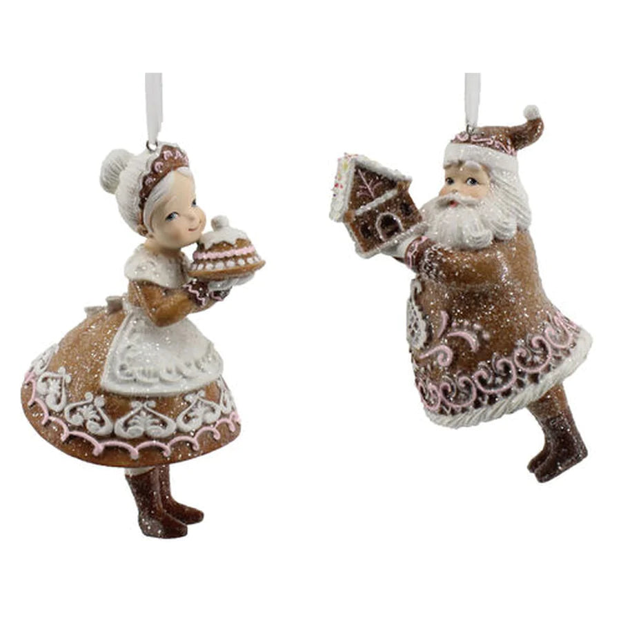 Santa & Mrs Claus Gingerbread Hanging Assorted