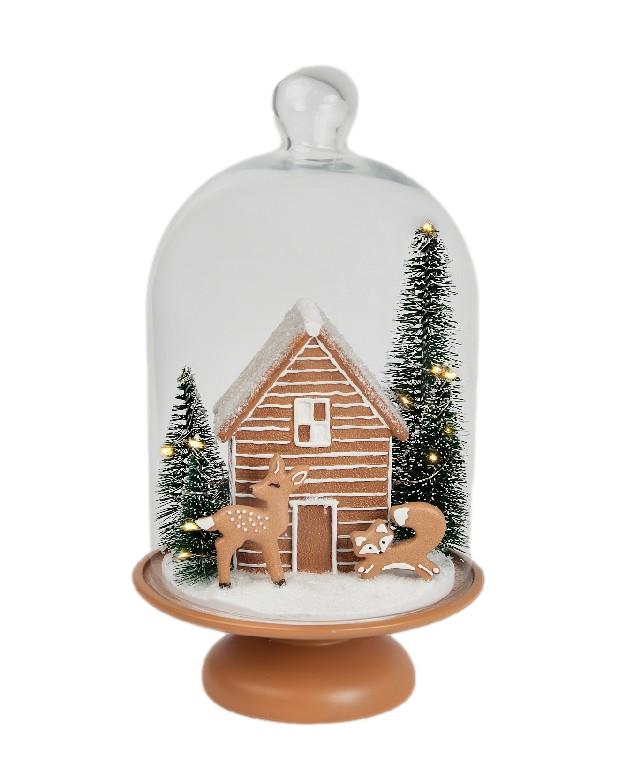 Gingerbread Woodlands Glass Dome