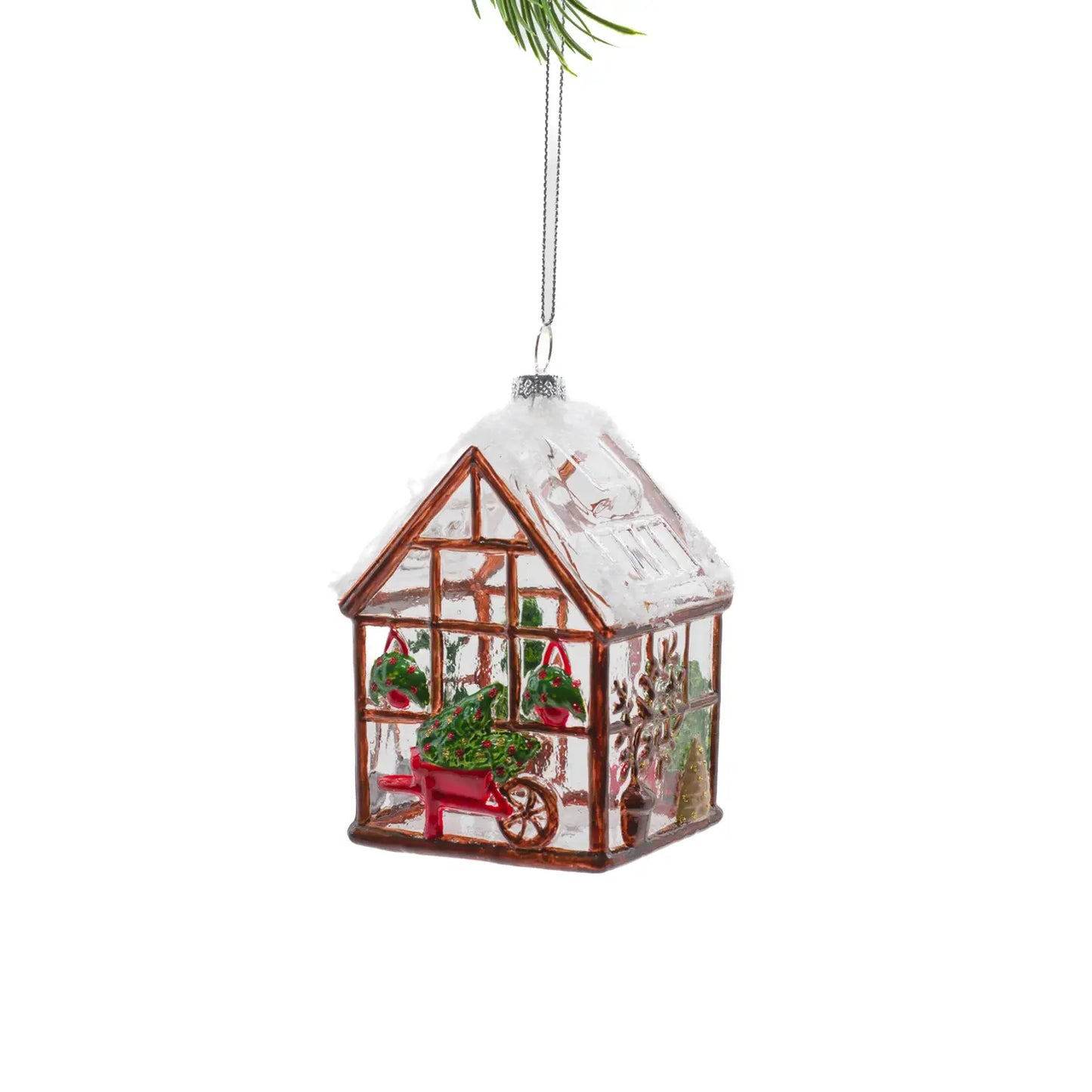 Glass Christmas Tree Greenhouse Ornament