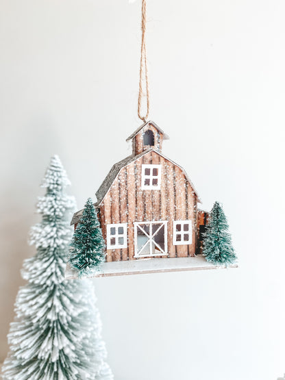 Barn House LED Ornament
