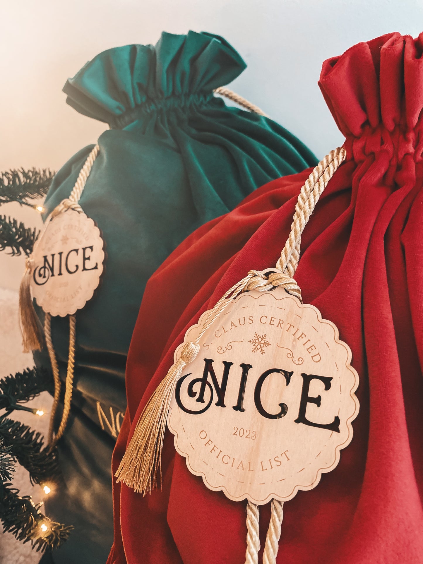 Official 2023 Nice List S. Claus Certified Seal - Timber Tag