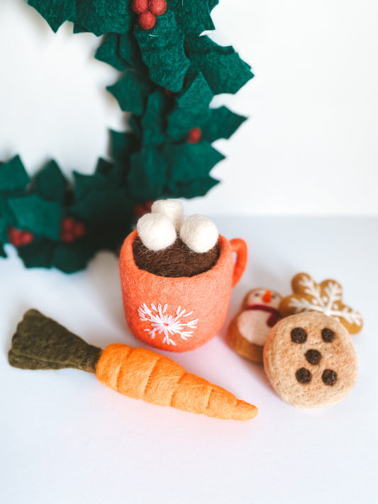 Felt Santa Snacks with Red Hot Chocolate Mug