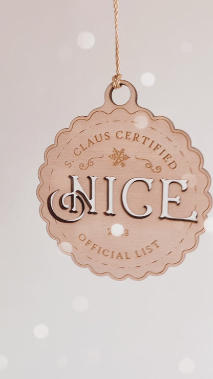 Official 2023 Nice List S. Claus Certified Seal - Timber Tag