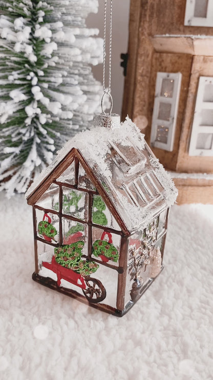 Glass Christmas Tree Greenhouse Ornament