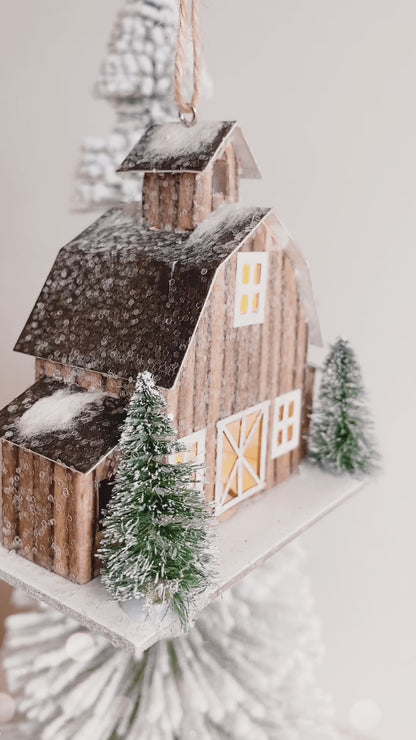 Barn House LED Ornament